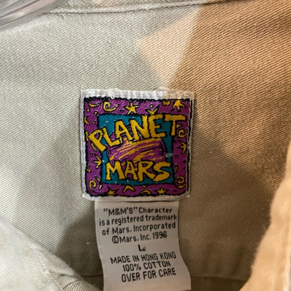 Vintage 90s planet mars M&M button down tan size L 1996 - Picture 3 of 3